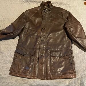 Luigi Borrelli  Napoli leather jacket mens large52 pre-owned condition with flaw